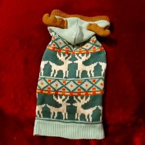 Dog sweater with antlers